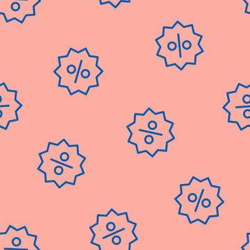 Pink seamless pattern with blue percentage symbols