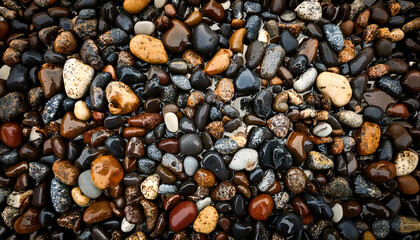 River gravels. River stone. Coarse grained sediments