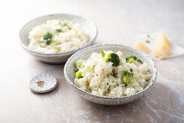 Broccoli risotto with parmesan cheese