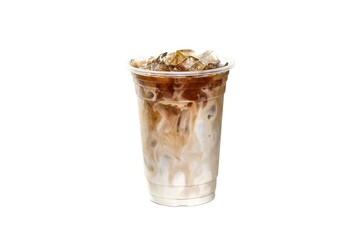 Special menu with latte ice coffee put on white background with isolated photo style.latte ice...