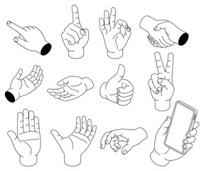 Fototapeta premium Hand symbol drawing doodle line black color