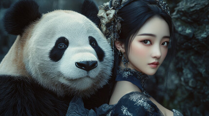 Woman with Panda