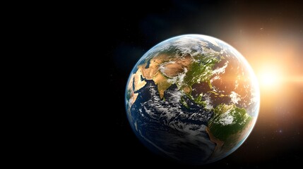 Fototapeta premium Serene and glowing image of Planet Earth seen from the vastness of space symbolizing global awareness environmental stewardship and the interconnectedness of all life on our shared home planet