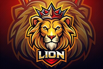 Vector Illustration of a Majestic Lion Logo Emblem Design for Branding, Marketing, and Creative Projects, Featuring Bold Colors and Strong Lines for a Striking Visual Impact