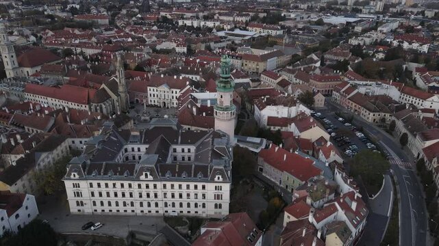Footage of Historic Sopron skyline with Firewatch Tower