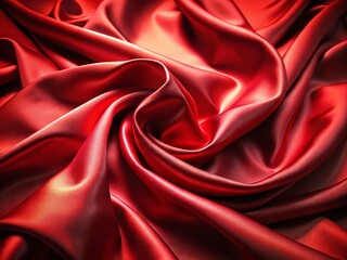 Fototapeta premium Elegant Red Satin Fabric with Gold Highlights - Luxurious Texture, Rich Colors, High Depth of Field, Perfect for Fashion, Fabric Design, Textiles, Luxury Decor, Photography, Backgrounds
