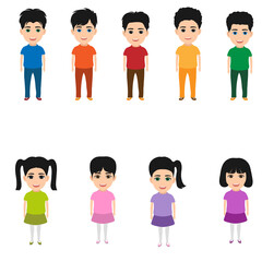 set of little girls and boys