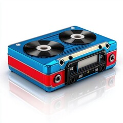 Fototapeta premium A photostock of a retro cassette tape, isolated on white background, High Quality