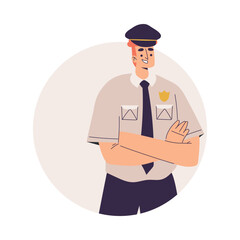 Policeman Character in Uniform with Tie Vector Illustration