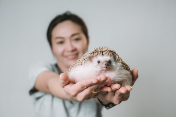 Woman and hedgehog © Peeraphat