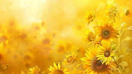 A beautiful field of sunflowers, with a warm and inviting glow. The perfect backdrop for a summer day.