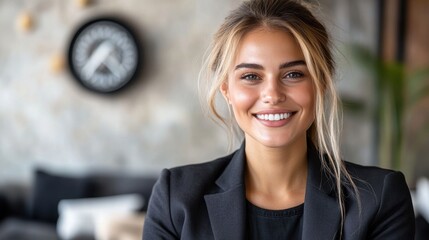 Confident Female Manager Giving a Warm Presentation
