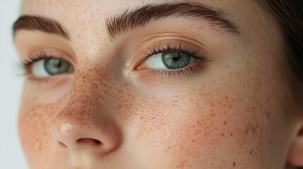 Fototapeta premium Close-Up of Woman's Face Showcasing Natural Beauty
