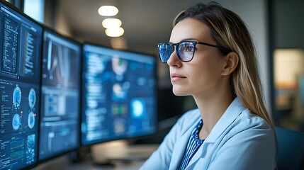 Expert scientist analyzes data using advanced technology to drive innovative research solutions