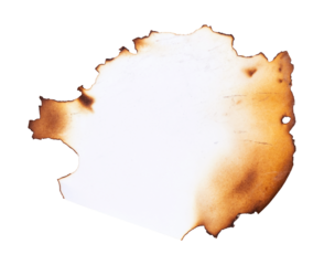 Pieces of paper with burnt edges
