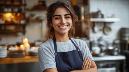 Charismatic Female Manager in Restaurant Setting