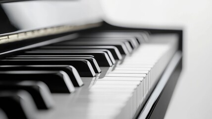 Close-up of black and white piano keys on grand