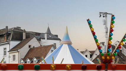 A trade fair tent in the old town of basel
