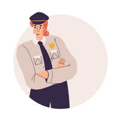 Policewoman Character in Uniform with Tie Vector Illustration