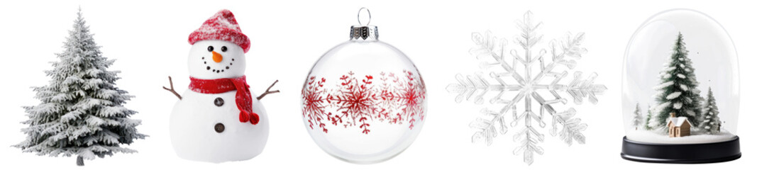 Winter decorate png cut out element set