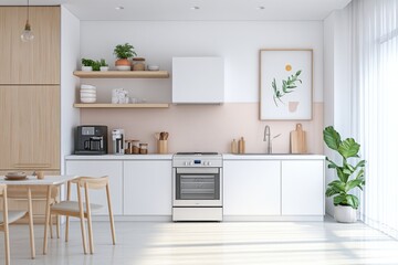 Modern Kitchen with White Cabinets and Stainless Steel Appliances