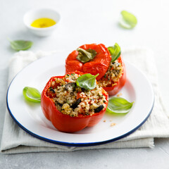 Roasted bell peppers stuffed with quinoa