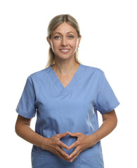 Portrait of nurse in medical uniform isolated on white