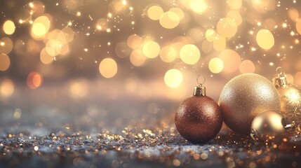 Fototapeta premium Sparkling Holiday Background with Shimmering Ornaments
