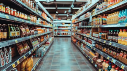 supermarket blur walk way shelf corridor blue tone empty