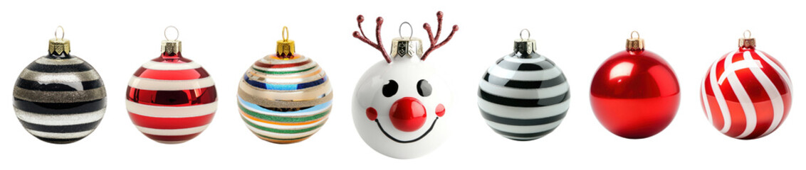 Christmas bauble ornament png cut out element set