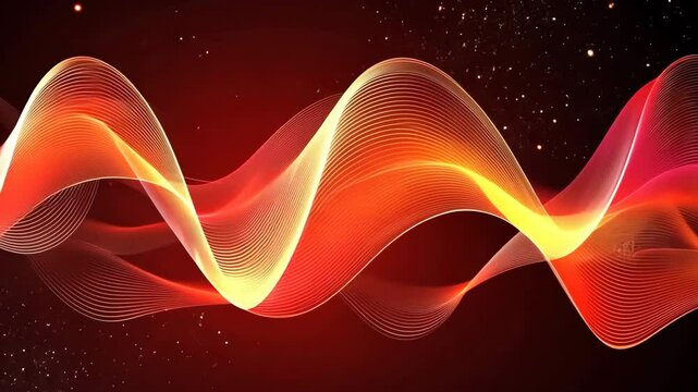 A red wave with a lot of dots and stars