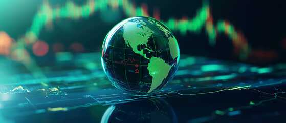 Digital globe representing global finance and data analysis
