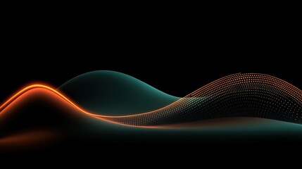 Abstract neon wave with orange glow over dark background, creating a futuristic and sleek design, Ai Generation