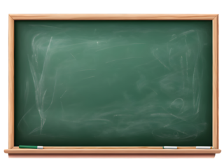 A green school chalkboard isolated on a transparent background.