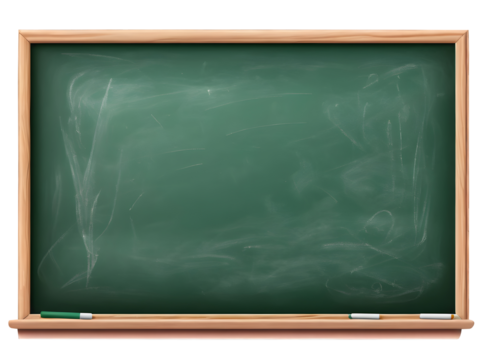 A green school chalkboard isolated on a transparent background.