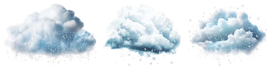snowy cloud png cut out element set