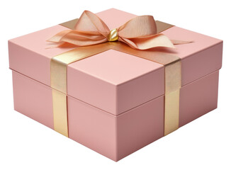 Obraz premium PNG A light red gift box with gold ribbon letterbox mailbox.