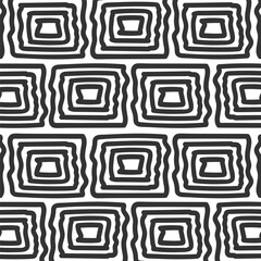 Seamless hand drawn square striped geometric pattern vector illustration