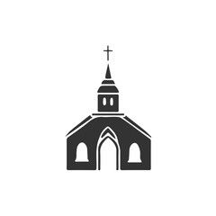 Modest house of prayer, church silhouette icon.