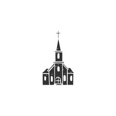 Temple building, Christian church, special style, ancient style church silhouette icon.