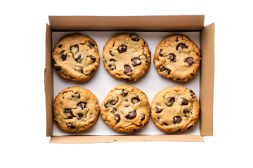 Cookies with chocolate in paper box isolated on white background. 