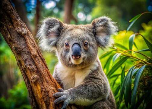 Majestic Koala Sitting in a Tree at Blackbutt Nature Reserve - Close-Up Photography of Endangered Wildlife in Natural Habitat, Showcasing the Beauty of Australian Flora and Fauna