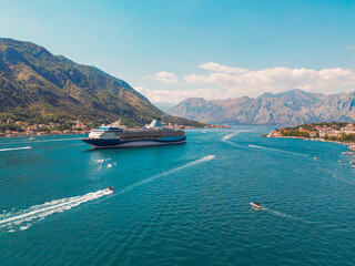 Beautiful panoramic view of Kotor, Montenegro. Sea and mountains 