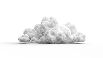 3D rendering of a white cloud on a white background. The cloud is soft and fluffy, with a few wispy tendrils.