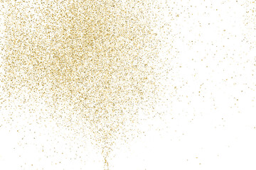 Gold Glitter Texture Isolated On White. New Year, Christmas Background. Amber Particles Color. Celebratory Party. Golden Explosion Of Confetti. Vector Illustration, Eps 10.