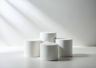 Minimalist Food Photography of Three White Cylinders on a White Background for Culinary Branding and Food Presentation