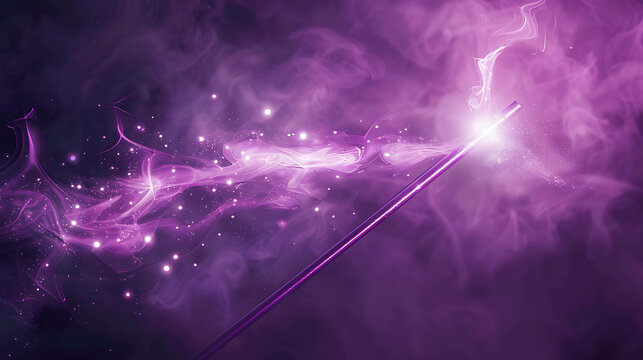 A wizard's magic wand emits a powerful beam of light.