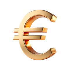 3d golden euro sign isolated on transparent background. Euro png