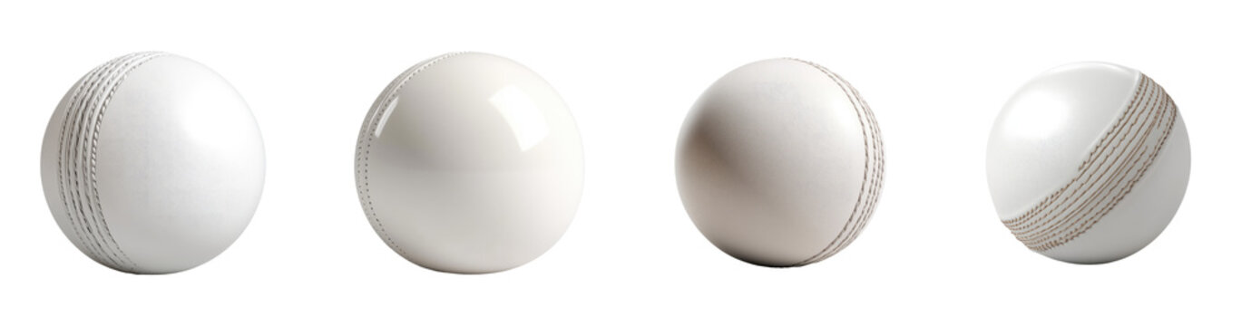 White cricket leather ball on a plain white background, showcasing its smooth surface and stitching details, ideal for sports-related contexts.