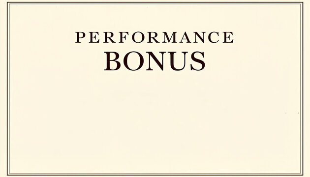 Performance bonus certificate with elegant border on a light background, bonuses and rewards theme 